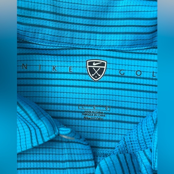 Nike Aqua Striped Golf Polo Shirt - Picture 3 of 3